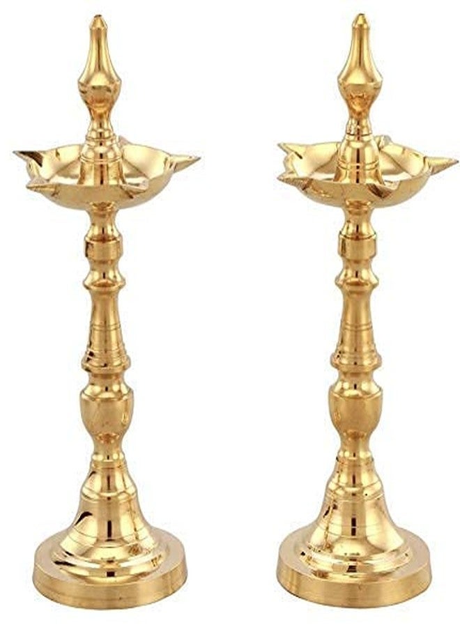 Brass Gallery معرض النحاس النحاسي ديوالي بوجا زيت ديا كاشي سامايي (ذهبي) (كاشي سامايي، الارتفاع 12 بوصة) - Image 1